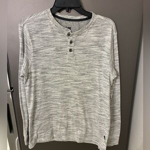 Lee Men Cotton Blend Black/white Heather Henley Shirt M Casual Preppy Rugged